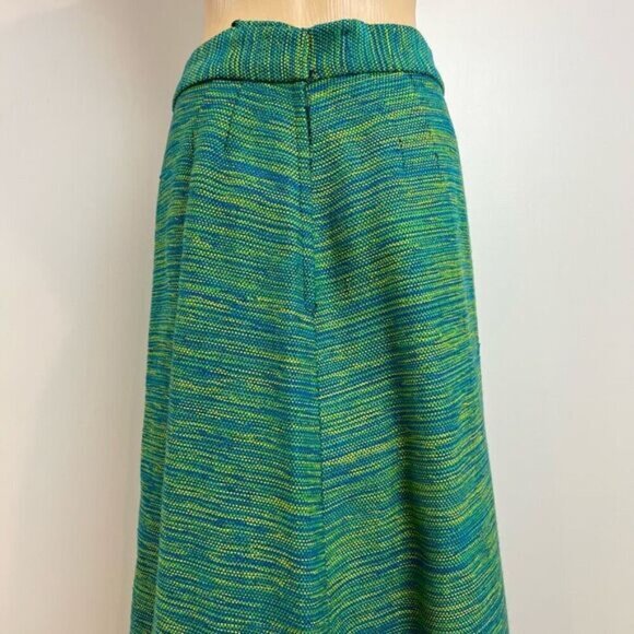 Vintage Handmade M / L Green Turquoise Bleu Long Thick 60s 70s Retro Maxi Skirt - Picture 5 of 15